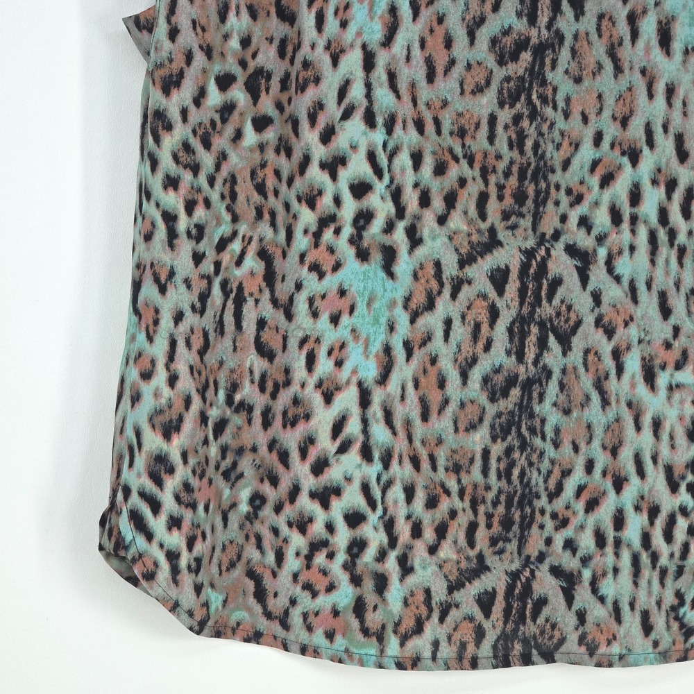 J Crew Leopard Print Blouse Women Small Sleeveless Keyhole Neck Colorful Mobwife - Picture 15 of 16